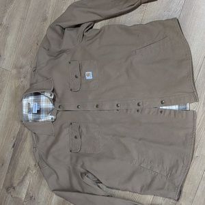 Carhartt Blanket Lined Work Chore Coat Snap Button Men's 2XL Canvas Brown
